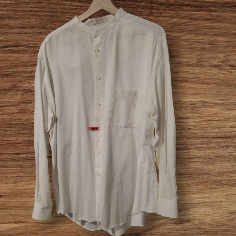 Claiborne Men's Cotton 100%Slim Fit Stand- Up Collar Long Sleeve SZ 16.5